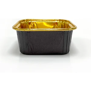 Muffin Kek Kapsülü Kare Siyah-Altın 25li