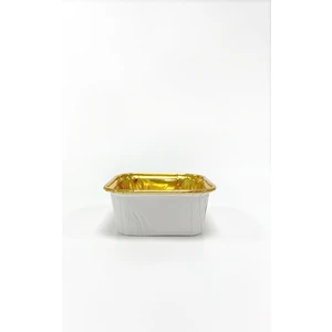 Muffin Kek Kapsülü Kare Beyaz-Altın 25li