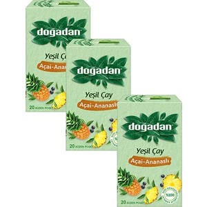 Yeşil Çay Açai-Ananaslı 20 Süzen Poşet x 3 Paket