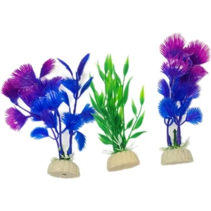 La Bella Bazar Akvaryum Yapay Bitki Süs Fanus Dekorasyon Yapay Çiçek 3 Adet 10-12cm