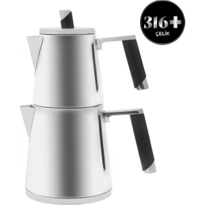 PowerSteel 316+ Çelik İndüksiyon Tabanlı Blend Çaydanlık Takımı