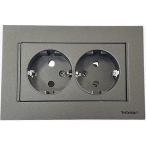 Byobu Antrasit İkili Priz + Çerçeve