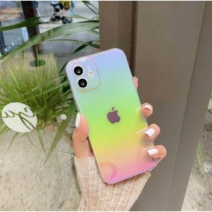 Apple iPhone 13 Parlak Rainbow Holografik Kamera Korumalı Sert Kılıf