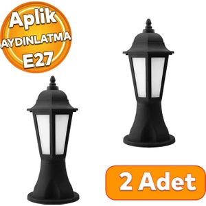 Setüstü Sokak Bahçe Aplik Lamba Aydınlatma Lale Bahçe Duvar Üstü Armatürü E27 Duy Siyah Plastik