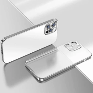Lazer Parlak Kare Çerçeve Şeffaf Plating Cep Telefonu Kılıfı Gri-Apple iPhone 11 Pro Max