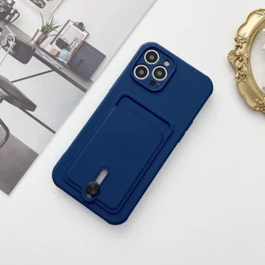 Apple iPhone 11 Pro Max Kartlıklı Silikon Kamera Korumalı Kılıf  Lacivert Lacivert