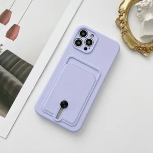 Apple iPhone 11 Pro Max Kartlıklı Silikon Kamera Korumalı Kılıf  Lila Lila