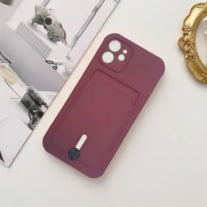 Apple iPhone 11 Pro Max Kartlıklı Silikon Kamera Korumalı Kılıf  Violet Violet