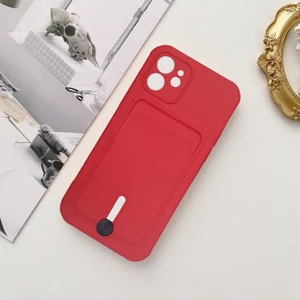 Apple iPhone 11 Pro Max Kartlıklı Silikon Kamera Korumalı Kılıf  Kırmızı Kırmızı