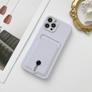 Apple iPhone 12  Pro Kartlıklı Silikon Kamera Korumalı Kılıf  Beyaz Beyaz