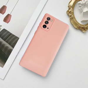 Samsung Lansman Likid Silikon Kamera Korumalı Kılıf Pudra Pembe-Note 20 Ultra
