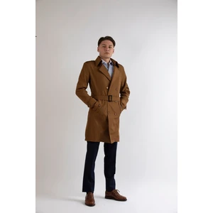 Slim Fit Erkek Açık Kahve Trençkot