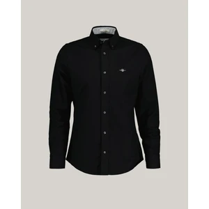 Erkek Siyah Slim Fit Düğmeli Yaka Logolu Gömlek 3230115.5