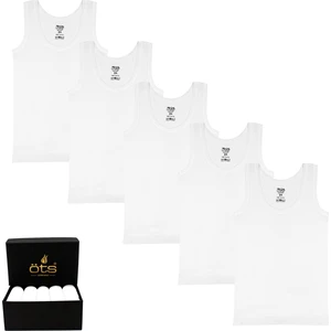 Erkek Çocuk %100 Pamuk Atlet 5'li Set, Rahat Kalıp Yüksek Kaliteli Rıbana Atlet, Siyah Premium Özel Kutusunda, İç Giyim, Çamaşır