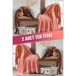 2 Adet Zigzag Pamuklu Tv Salı | Diz Battaniyesi Throw