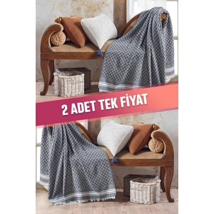 2 Adet Zigzag Pamuklu Tv Salı | Diz Battaniyesi Throw