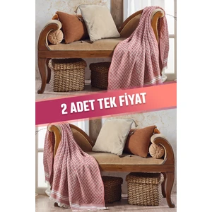 2 Adet Zigzag Pamuklu Tv Salı | Diz Battaniyesi Throw