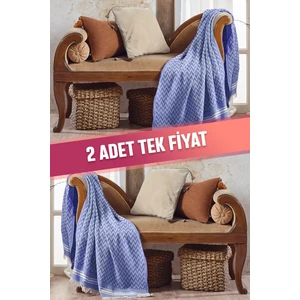 2 Adet Zigzag Pamuklu Tv Salı | Diz Battaniyesi Throw