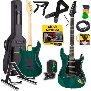 GLC-40GR Profesyonel Elektro Gitar Yeşil (Stand Gigbag Askı Capo Tuner Pena Kablo Yedek Tel)