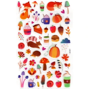 Sticker Kabartmalı Stiker Defter, Planlayıcı Etiket (LXK-024) - 22X14 cm - Sevimli Tilki ve Kirpi
