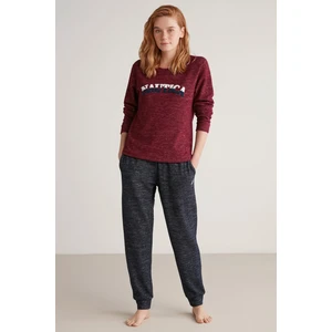Yumuşak Dokulu Uzun Kol Kadın Pijama Takım W608