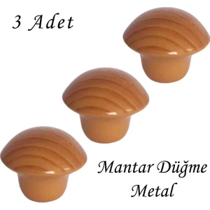 3 Adet Kayın Mantar Düğme Kulp Mobilya Çekmece Dolap Kapak Kulbu Metal Kulp Aksesuarları Vidalı