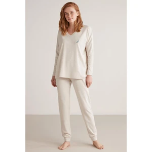 Uzun Kol V Yaka Kadın Pijama Takım W616