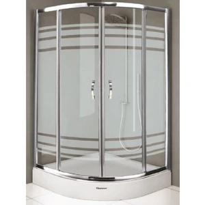 Nbm Duş Aktu -Desaş Duşakabin ve Tekne - 90 x 90 Oval - 5mm Temprli Cam - Parlak Alm. Profil - Çizgili Desen - Fırsat Ürünü