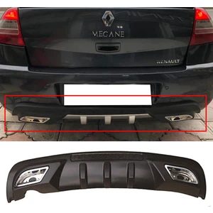 MKG Otomotiv Renault Megane 2 Difüzör Difizör Siyah + Kare Egzoz Görünüm C Tip 2002 - 2009