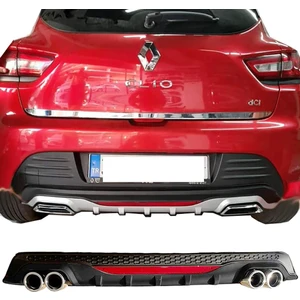 MKG Otomotiv Renault Clio Mk4 Siyah Difüzör Difizör Yuvarlak Egzoz Görünüm Reflektörlü