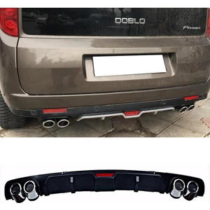 MKG Otomotiv Fiat Doblo Siyah Difüzör 4 Krom Egzoz Görünümlü Difizör Arka Ek Body Kit 2012 - 2015