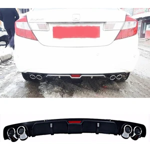 MKG Otomotiv Honda Civic Fb7 Siyah Difüzör 4 Krom Egzoz Görünümlü Difizör Arka Ek Body Kit