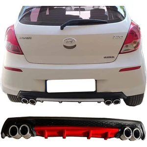 MKG Otomotiv Hyundai I20 Kırmızı Difüzör Çiftli Yuvarlak Egzoz Görünümlü D Tip Difizör