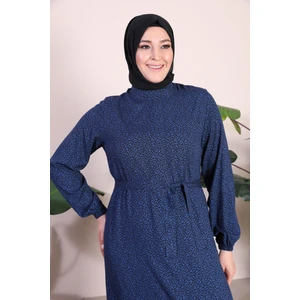 Kadin Buyuk Beden Elbise Tesettur Giyim Hakim Yaka Çıtır Desen