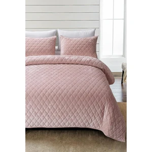 Evlen Home Collection Kapitone Kadife Yatak Örtüsü Seti Çift Kişilik Supersoft 3 Parça Yumuşak Elyaf Dolgulu Çeyizlik