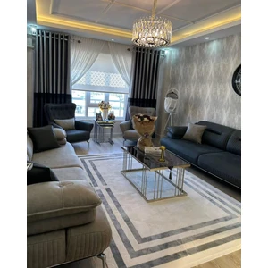 %100 Bambu 6 M2 Metrekare Salon Halısı Oturma Odası Halısı KUMRU5662 Gri