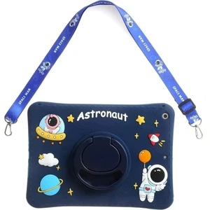 TEKNETSTORE Samsung Galaxy Tab A9+ Plus 11 Inç (2023) SM-X210 Uyumlu Astronot Çocuk Kılıfı Askılı Standlı Eğlenceli