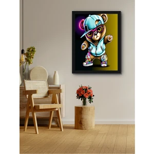 Harzz Design Çılgın Teddy Kanvas Tablo Dekoratif Modern Soyut Minimalist Illüstrasyon