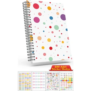 Cabuk Baskı A5 Boyutunda Ajanda Süresiz Haftalık Planlayıcı Defter (250 Adet Sticker Hediyeli)