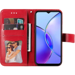 Vivo Y17S 4g Kasa Çiçek Baskılı Pu Deri Cüzdan Kapağı (Yurt Dışından)