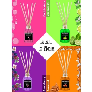 Jardin D'or 4'lü Çubuklu Oda Kokusu Seti - Avantajlı Paket (Bubble Gum-Blackberry-Caramel-Bergamot Patchoulı) Reed Diffuser