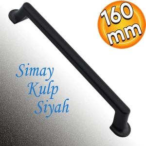 Simay Mobilya Mutfak Dolabı Çekmece Dolap Kapak Kulpu Düz Metal Kulp Kulbu Kulpu 160 mm Siyah