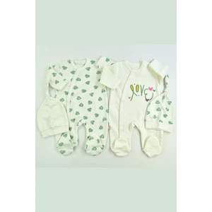 Minisse Kalp Baskılı Şapkalı 2Lİ Bebek Tulum