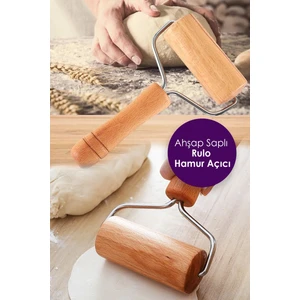 Ahşap Saplı Rulo Hamur Açıcı Merdane Pürüzsüz Oklava Pizza Börek Açma Silindir