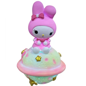 Sevgi Aksesuar Kawaii Sanrio My Melody Satürn Yanıp Sönen Renk Değiştiren Gece Lambası Kumbara