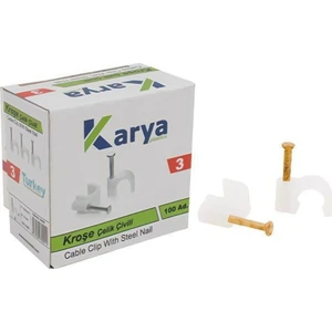 Karya 3 Numara Çelik Çivili 7 mm Kroşe (100LÜ Poşet)(2x1.5 - 3x1.5 Ttr Kablolar Için)