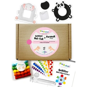 Şeklimi Bul-Tak + Parmak Gelişimi | Şekiller Mini Eti Ket Defteri | Tüpe Pon Pon Dizme