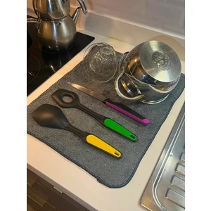 Emir-Ay  Mikrofiber Bulaşık Kurulama Matı Gri Renk 36*45 Cm Bulaşık Altlığı Süper Emici