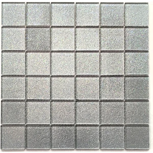 Mutfak Tezgah Alnı ve Iç Dekorasyon Için, 48X48 Mm, 30X30 Cm. Gümüş  Kristal Mozaik. ( 1 Koli = 11 File Karo = 1 m2 Fiyatıdır )