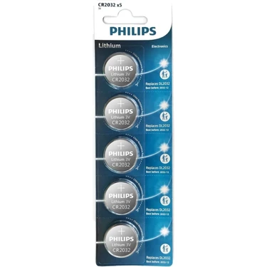 Philips Düğme Pil CR2032 3V Beşli Paket Lityum Pil Tipi ile Uzun Süreli Güç